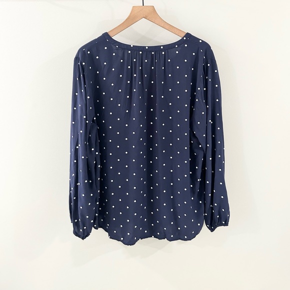 Old Navy Printed Split Neck Blouse Blue Polka Dot Size XL - Picture 6 of 6